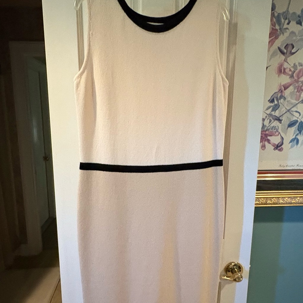 St. John Cream Dress with Black Accents